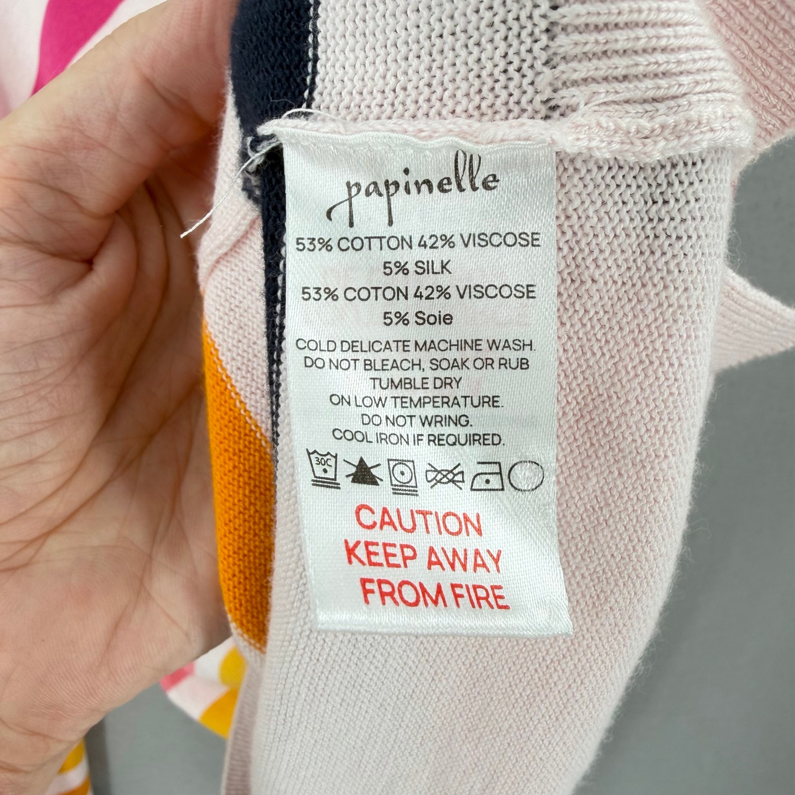 Papinelle New Pink Multicolor Striped Knit Feminine Preppy Loungewear Sweater — image 8 of 8